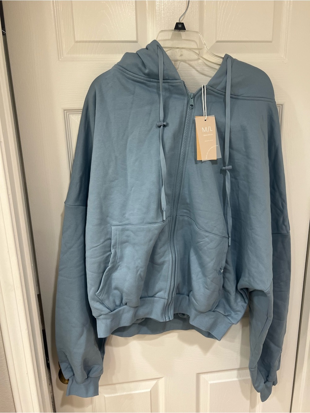 NEW Popflex Dusty Blue Zip Cloud Hoodie in “Blue Storm” - Picture 7 of 9